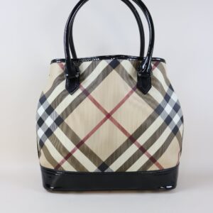 Burberry Black Nova Check Vernis Shoulder Bag