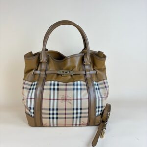 Burberry Beige Golderton Haymarket Tote Bag