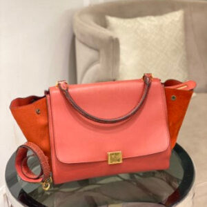 Celine Orange Red Python Trapeze Medium Bag