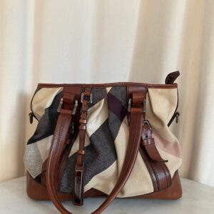 Burberry Brown Mega Check Lowry Large Tote Bag