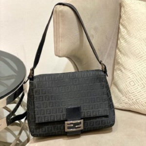 Fendi Black Zucca Mama Forever Shoulder Bag