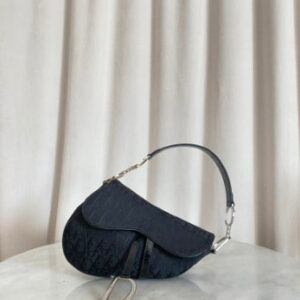 Christian Dior Black Oblique Jacquard Saddle Bag