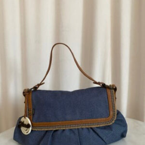 Fendi Bicolor Denim Chef Shoulder Bag W/ Bag Charm