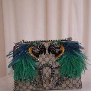 Gucci GG Supreme Monogram Feather Embroidered Parrot Dionysus Bag