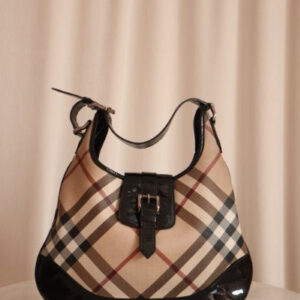 Burberry Nova Check Black Hobo Bag