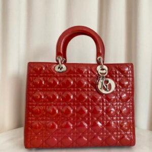 Christian Dior Red Lady Dior Large Bag