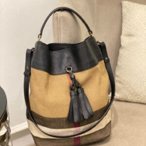 Burberry Black Brit Check Ashby Bucket Bag