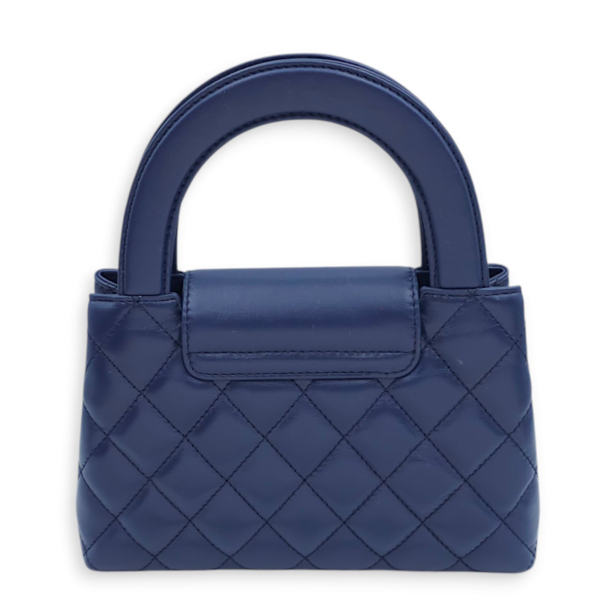 Kelly 19x12x5cm Blue Top Handle Bag in Shiny Calf, Gold hardware - Image 3