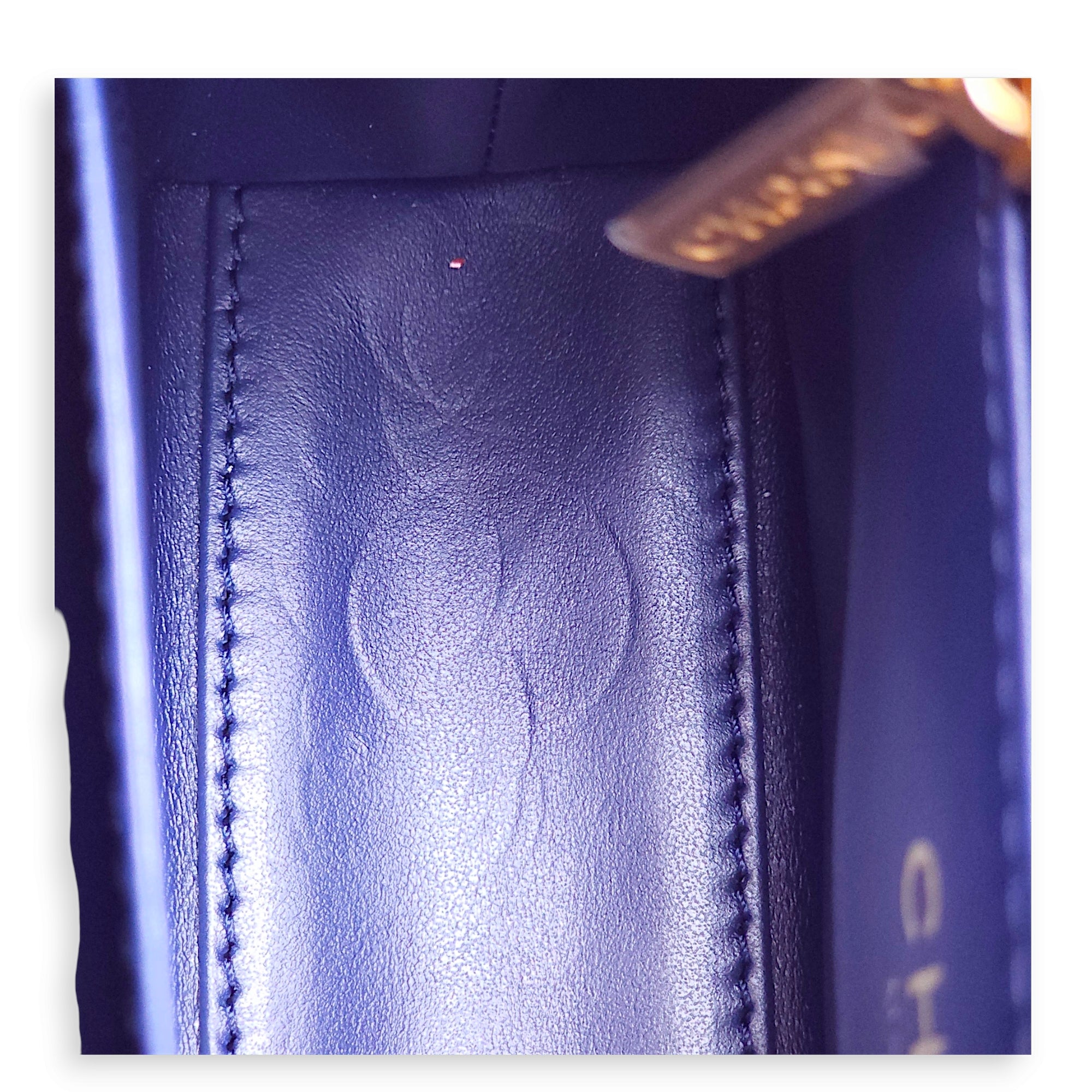 Kelly 19x12x5cm Blue Top Handle Bag in Shiny Calf, Gold hardware - Image 10