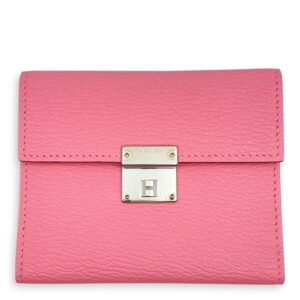 Clic 16 Rose Confetti Card Holder in Chevre Mysore, Palladium hardware