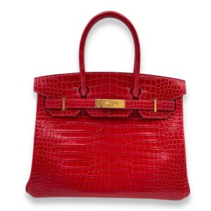 Birkin 30 Braise in Shiny Porosus, Gold hardware
