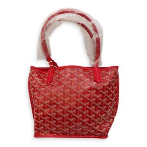 Anjou Mini Red Shoulder Bag in Coated Canvas, Silver hardware