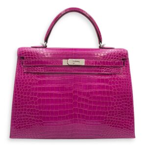 Sellier Kelly 35 Rose Scheherazade in Shiny Porosus, Palladium hardware