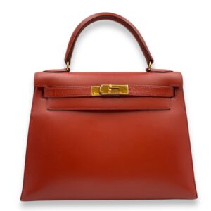 Sellier Kelly 28 Red in Box, Gold hardware