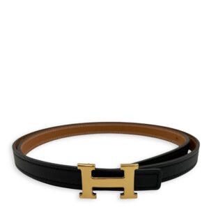 H 13mm X 75cm Black/Gold Belt Kit in Swift/Epsom, Gold hardware