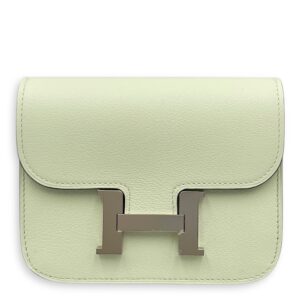 Constance Slim Vert Fizz Wallet in Swift, Palladium hardware