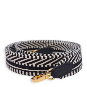 Sangle Cavale 25mm x 105cm Black Strap in Swift, Gold hardware