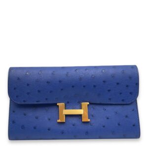 Constance Blue Saphir Wallet on Chain in Ostrich, Gold hardware