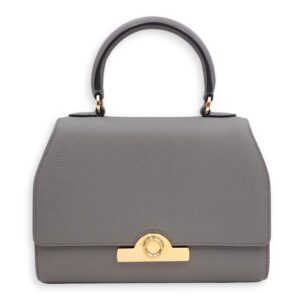 Rejane PM Grey Shoulder Bag in Calfskin, Gold hardware