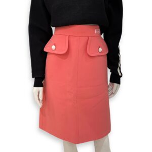 Mid Length Skirt 34 Candy Pink Ready-To-Wear in Wool, Silver hardware