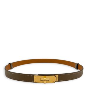 Kelly 18 Etoupe Belt in Epsom, Gold hardware
