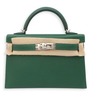 Sellier Kelly 20 Vert Moyen in Madame, Palladium hardware