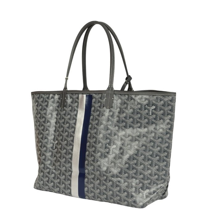 Goyard Goyardine Canvas Grey Hand-Painted Saint Louis PM Tote Palladium Hardware - Image 4