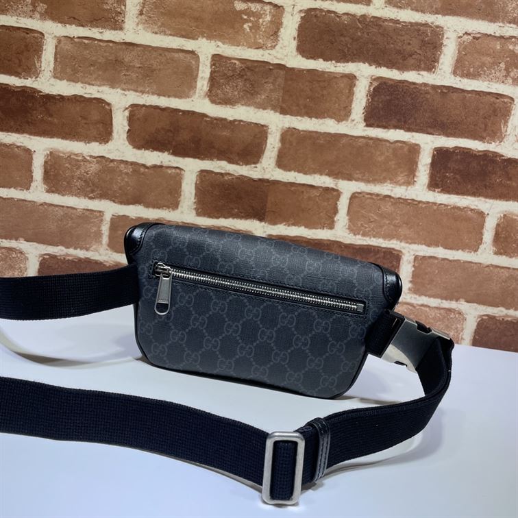 Belt bag with Interlocking G Black leather - Image 4