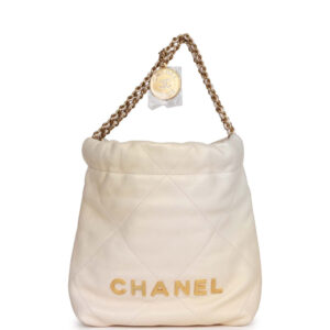 Chanel Mini 22 Bag Champagne Iridescent Calfskin Gold Hardware