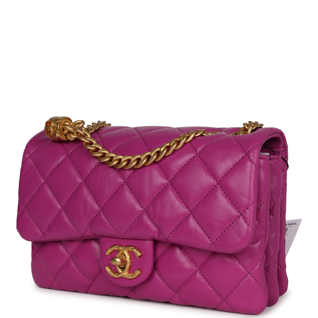 Chanel Small Crush Flap Bag Purple Shiny Aged Calfskin Brushed Gold Hardware - Image 6
