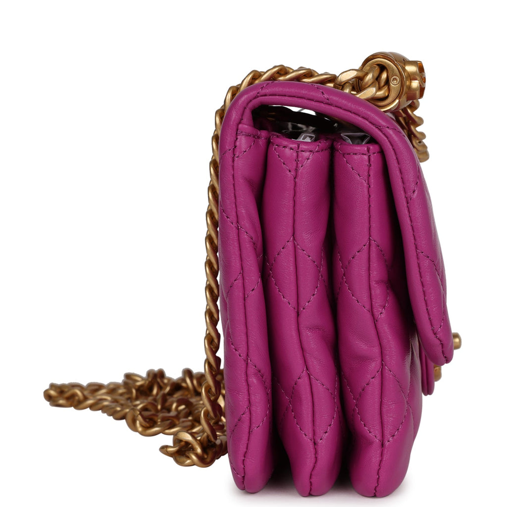 Chanel Small Crush Flap Bag Purple Shiny Aged Calfskin Brushed Gold Hardware - Image 4