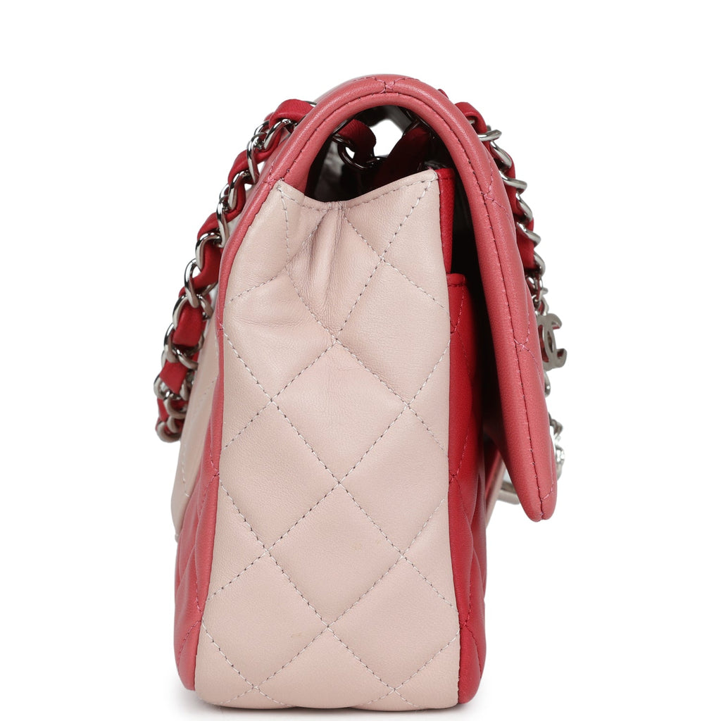 Pre-owned Chanel Medium Valentine Single Flap Bag Tricolored Lambskin Silver Hardware - Image 4