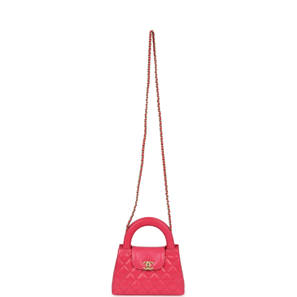 Chanel Small Kelly Shopper Dark Pink Shiny Aged Calfskin Brushed Gold Hardware - Image 8