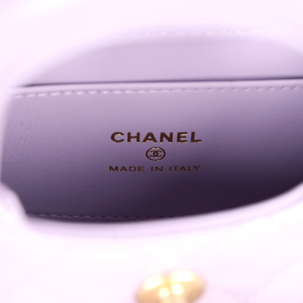 Chanel Nano Kelly Shopper Light Purple Shiny Aged Calfskin Brushed Gold Hardware - Image 10