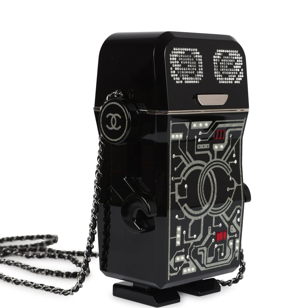 Pre-owned Chanel Limited Edition Robot Minaudière Bag Black Plexiglass and Crystals Ruthenium Hardware - Image 3