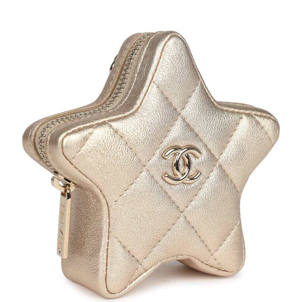 Chanel Walk Of Fame Star Clip-On Coin Purse Metallic Gold Goatskin Light Gold Hardware - Image 3