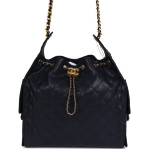 Chanel Medium 25 Hobo Bag Dark Navy Caviar Antique Gold Hardware