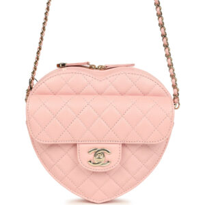 Chanel CC In Love Large Heart Bag with Chain Light Pink Lambskin Light Gold Hardware