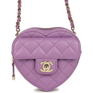 Chanel CC In Love Small Heart Bag with Chain Purple Lambskin Light Gold Hardware