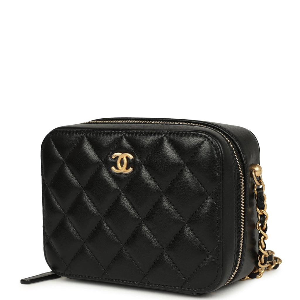 Chanel Mini Pearl Crush Clutch Bag with Chain Black Lambskin Antique Gold Hardware - Image 6