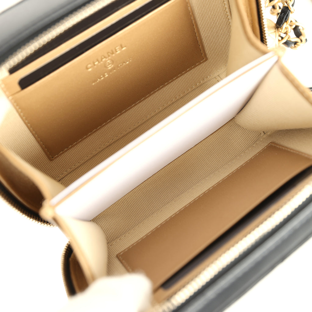 Chanel Mini Pearl Crush Clutch Bag with Chain Black Lambskin Antique Gold Hardware - Image 10