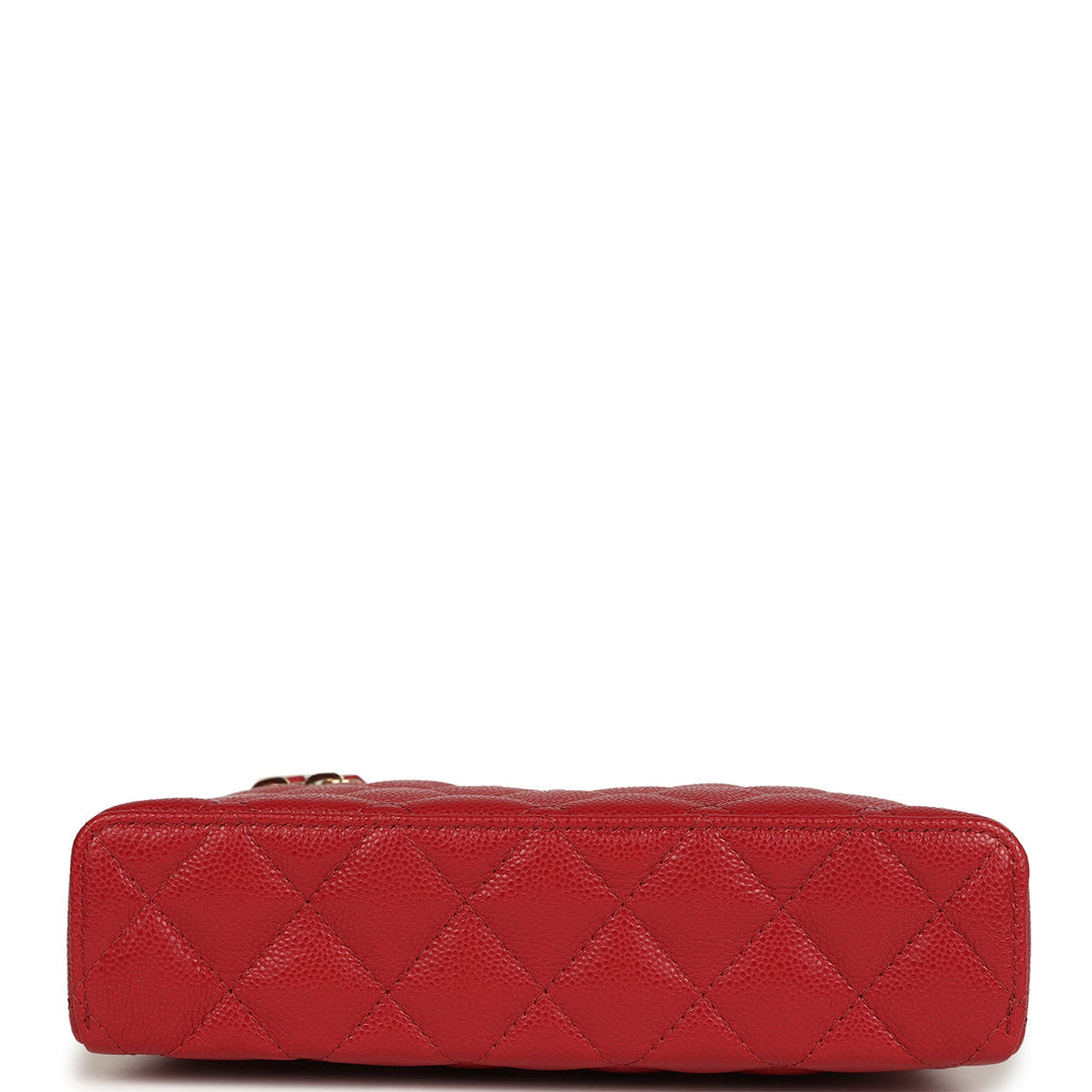Chanel Top Handle Long Vanity Case with Chain Red Shiny Caviar Light Gold Hardware - Image 6