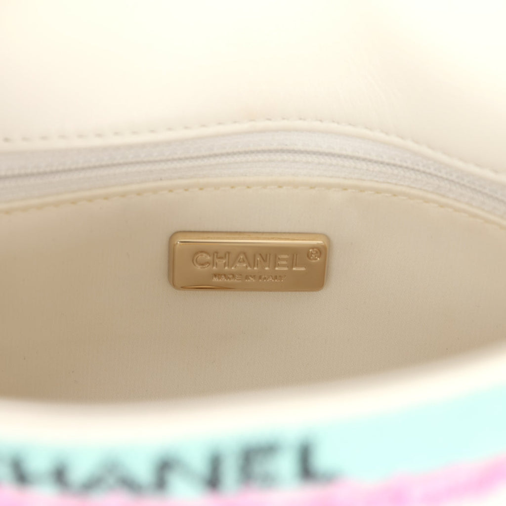 Chanel Mini Striped Coco Flap Bag Multicolor White Sequins Light Gold Hardware - Image 10