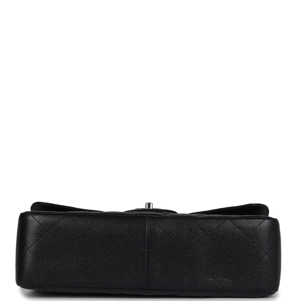 Pre-owned Chanel Jumbo Classic Single Flap Bag Black Caviar Silver Hardware - Image 7
