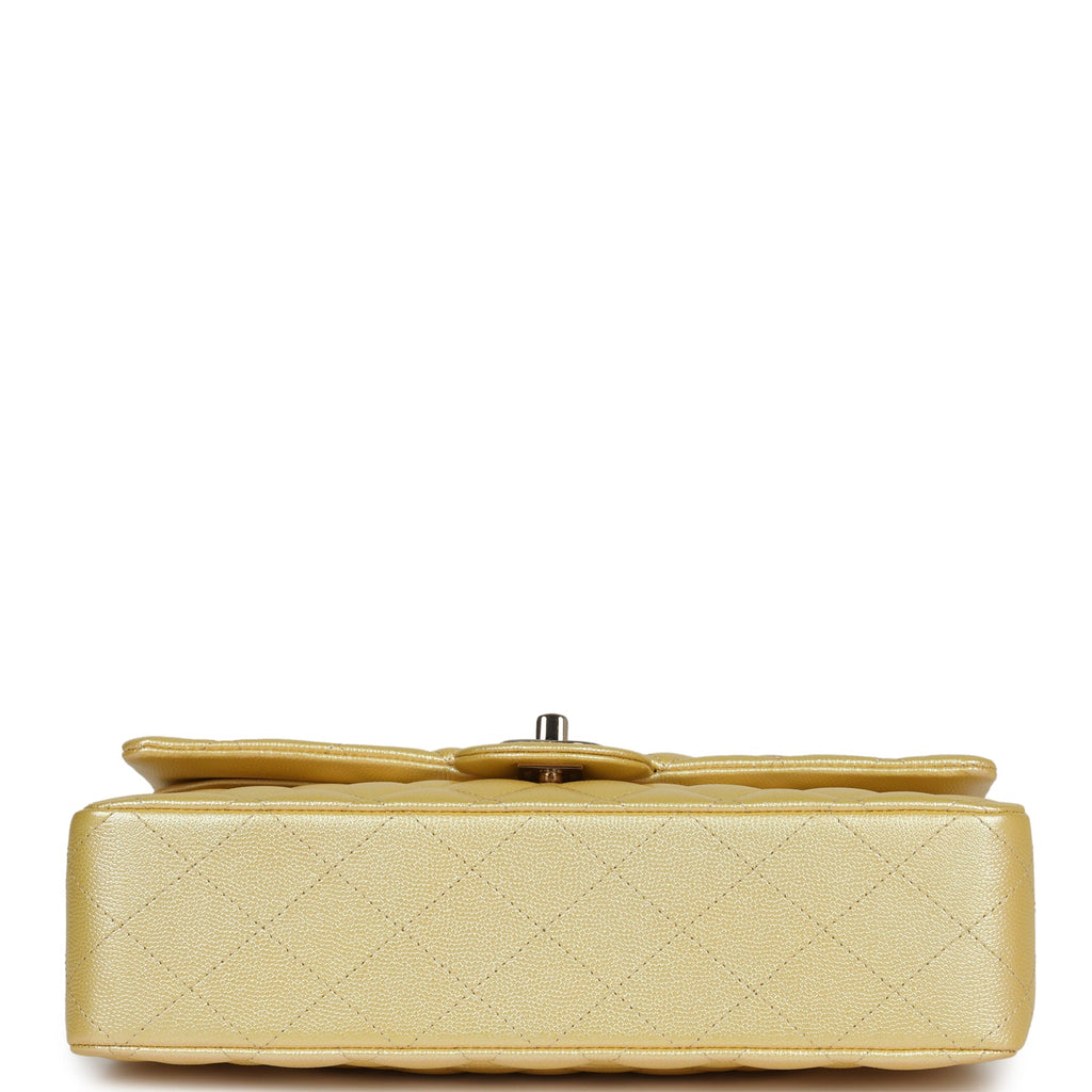 Chanel Medium Classic Double Flap Bag Yellow Iridescent Caviar Light Gold Hardware - Image 7