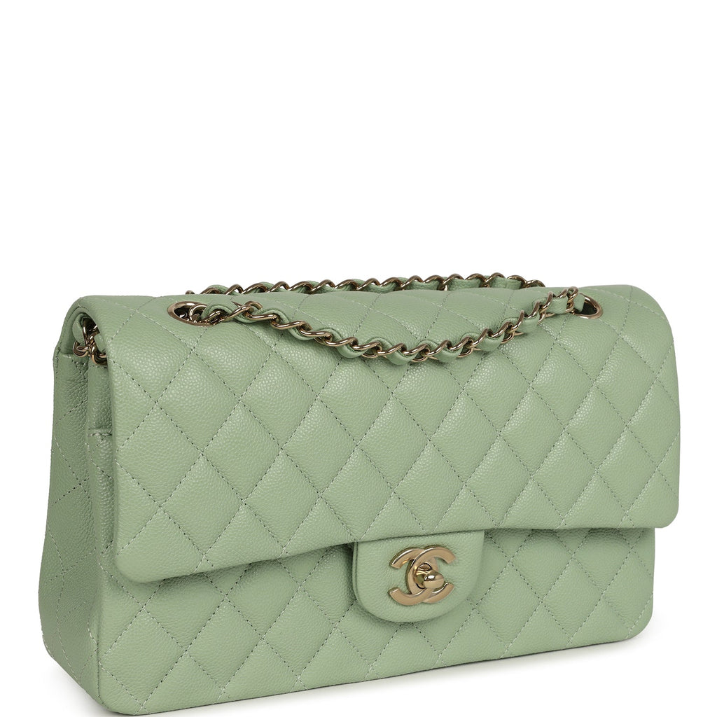 Chanel Medium Classic Double Flap Bag Light Green Caviar Light Gold Hardware - Image 3