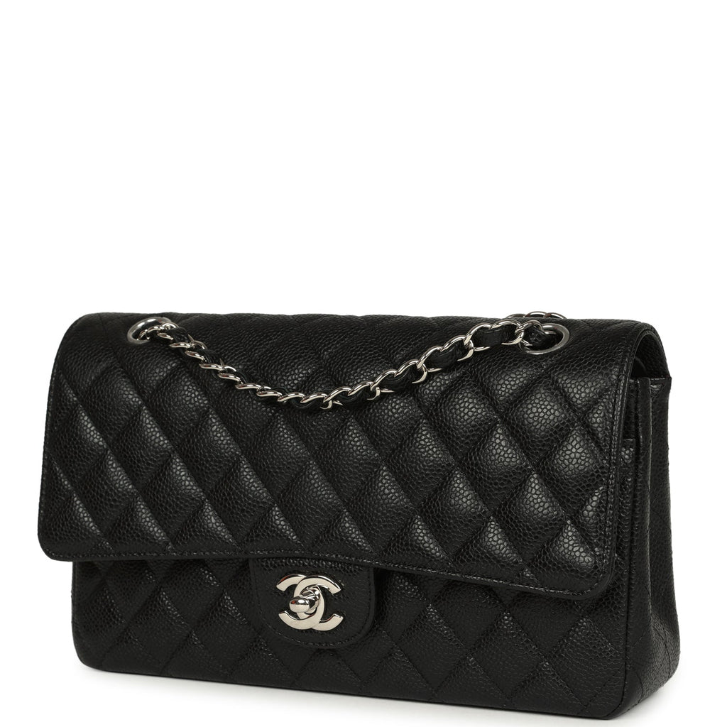 Pre-owned Chanel Medium Classic Double Flap Black Caviar Silver Hardware - Image 6