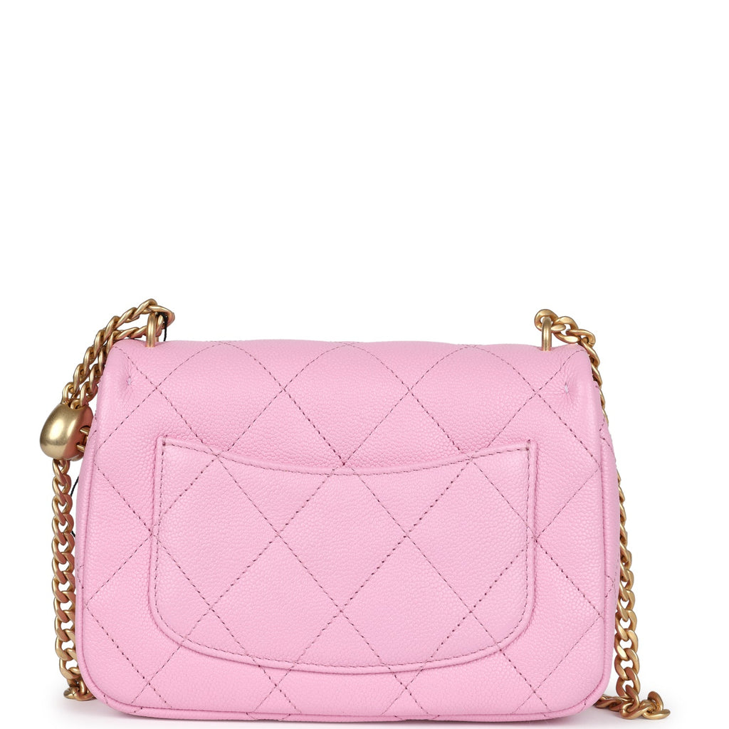 Chanel Mini Sweetheart Crush Square Flap Bag Pink Caviar Aged Gold Hardware - Image 6