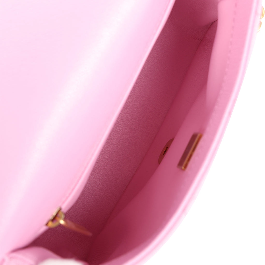 Chanel Mini Sweetheart Crush Square Flap Bag Pink Caviar Aged Gold Hardware - Image 10