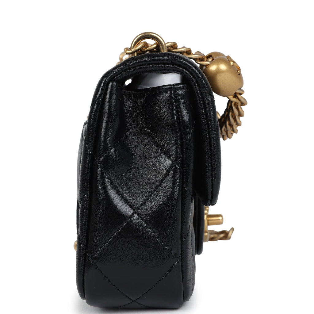 Chanel Mini Sweetheart Crush Square Flap Bag Black Shiny Calfskin Antique Gold Hardware - Image 4